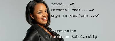 Crystal for the Darkanian Le'Johnson Scholarship - Yes, they have an &quot;arrangement,&quot; but hey, it could be a great way to promote the Darkanian name.&nbsp;  (Photo: BET)