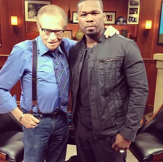 50 Cent @50cent - 50 Cent chats it up with the infamous Larry King. The rapper has been promoting his SMS audio headphones. (Photo: 50 Cent via Instagram)