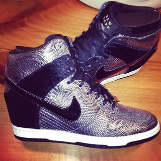 La La Anthony - Athletic chic has been the craze for the past year and it’s here to stay! La La Anthony got the memo and bought herself a pair of cute and comfy Nike Sky Hi Dunk wedges.  (Photo: LaLa Anthony via Instagram)