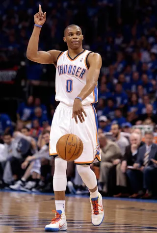 Russell Westbrook - Men's basketball. NBA team: Oklahoma City Thunder.&nbsp;(Photo: Brett Deering/Getty Images)