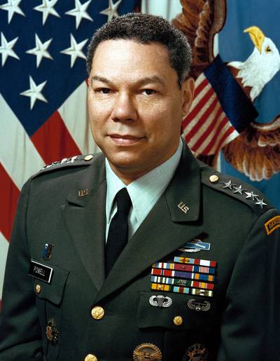 Colin Powell - Colin Powell, a four-star Army General, was also the first African-American appointed in 2001 as Secretary of State, serving under President George W. Bush, and the only African-American to have served as Chairman of the Joint Chiefs of Staff in 1991. Powell served tours of duty during the Vietnam and Korean Wars, and has been honored with 11 military decorations, including the Soldier's Medal and a Purple Heart.&nbsp;(Photo: Courtesy United States Government)