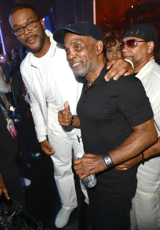 Memories - Tyler Perry and musician Frankie Beverly attend the 2012 BET Awards at the Shrine Auditorium on July 1, 2012, in Los Angeles. (Photo: Jason Merritt/Getty Images For BET)