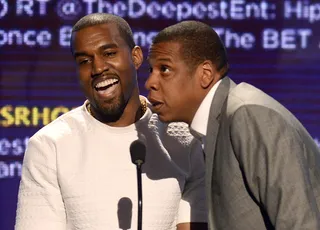 &quot;Kanye, I'm-a let you finish but...&quot; - When Jay-Z and Kanye West (a.k.a. The Throne) won the Video of the Year award, the acceptance speech was going normal until it was 'Ye's turn. You'd think Kanye would be the one to start the speech-interruption antics, but when Jay-Z interrupted 'Ye's speech in the style of his infamous Taylor Swift/MTV incident, all he could do was laugh.&nbsp;(Photo: Michael Buckner/Getty Images For BET)