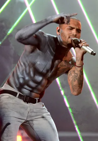 Shirts Off - During the 106 &amp; Park Pre-Show Tyrese announced that the R&amp;B super group TGT (Tyrese, Ginuwine, Tank) will embark on the Shirts Off Tour in 2013. Well Chris Brown got the jump on the trio as he did his own top off performance tonight.(Photo: Michael Buckner/Getty Images For BET)