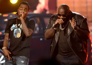 Maybach Music - Wale (left) and Rick Ross of MMG gives us a little classic rap.&nbsp;(Photo: Michael Buckner/Getty Images For BET)