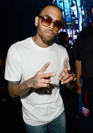 Winning Streak - Chris Brown, winner of Best Male R&amp;B Artist, backstage before his showtopping performance. (Photo: Jason Merritt/Getty Images For BET)