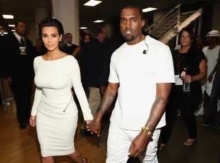 All White Everything - Kim Kardashian and Kanye West are looking lovely and ready for the Maze featuring Frankie Beverly tribute in their white ensembles.&nbsp;(Photo:&nbsp; Christopher Polk/Getty Images For BET)