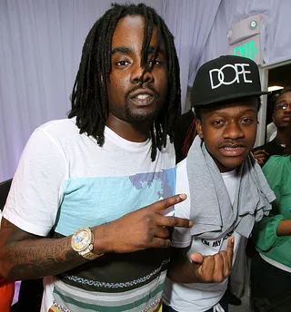 Mighty Maybach Group - Rappers Wale and Lil Chuckee hit the Celebrity Gifting Suite backstage at the BET Awards, held at the Shrine Auditorium in Los Angeles.(Photo: Alexandra Wyman/Getty Images For BET)