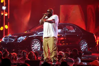 Rapper Rick Ross performs onstage at day 3 of the 2012 BET Awards rehearsals held at The Shrine Auditorium on June 30, 2012 in Los Angeles, California.  (Photo: Michael Buckner/Getty Images For BET)