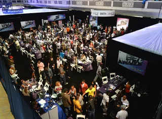 Bird's-Eye View - The crowd was bustling during day two of the 2012 BET Awards Radio Room, held at the Shrine Auditorium. (Photo: Alberto E. Rodriguez/Getty Images For BET)