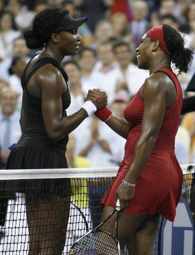2008 U.S. Open QuarterfinalWinner: Serena Williams - All smiles from one living tennis legend to another after Serena edges Venus&nbsp;7-6(6), 7-6(7) in one of their most competitive matches ever. The Williams&nbsp;sisters are the embodiment of greatness. (Photo: REUTERS/Kevin Lamarque /Landov)