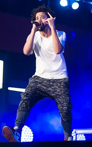 Born Winner - J. Cole took the stage for a second year in a row. He's now a verified Rocstar. (Photo: Splash News)