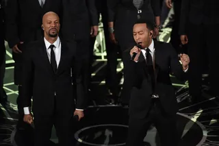 Common &amp; John Legend – 'Glory' (From the Motion Picture Selma) - Common joined forces with John Legend to bring one of the most soulful tunes of the last year for a film that tugged at the heart of the nation. This effort lands them a Best Collaboration nod.  (Photo: Kevin Winter/Getty Images)