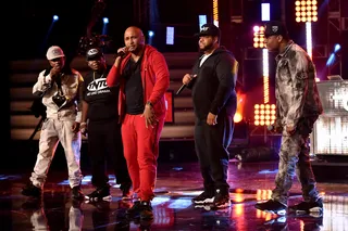 The Cypher: Live - It's NWX, Charlie Clips, Rain 910 and T-Top, each one a freestyle professional who keeps his bars fresh like organic milk.  (Photo: Paras Griffin/BET/Getty Images for BET Networks)