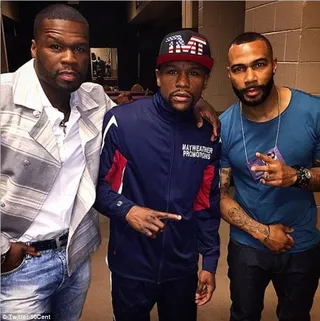 Money Team 4 Life - 50 Cent proves it's bros over beef in an Instagram flick with Money May&nbsp;and Being Mary Jane's Omari Hardwick.(Photo: 50 Cent via Instagram)