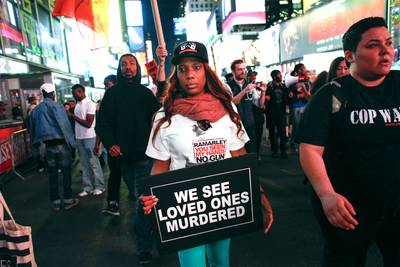 Cities across the nation are showing their solidarity. - In New York City, protesters on April 29 demonstrated past midnight and about 100 people were arrested. Some of them were lifted and put into police vans in a manner similar to the way that led to Gray's severed spinal cord.  (Photo: Kena Betancur/Getty Images)