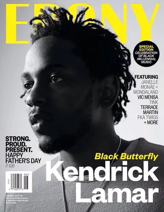 Black Butterfly – June 2015 - Kendrick Lamar helped Ebony magazine celebrate Black Music Month by gracing their June 2015 issue. Ebony recognized Kendrick’s influence in the millennial generation and how he’s been influential in helping identify our cultural identity during a truly controversial era. (Photo: Ebony Magazine)