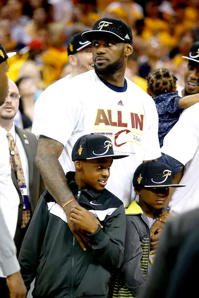 LeBron James With Sons (LeBron Jr. and Bryce Maximus) - You'd think they were triplets. (Photo: Gregory Shamus/Getty Images)