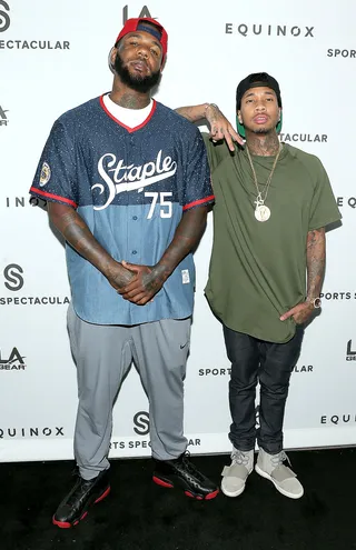 Ball Out - Game and Tyga get ready to lace up for the Equinox Celebrity Basketball Spectacular to Benefit Sports&nbsp;in West Los Angeles.  (Photo: Mike Windle/Getty Images for Equinox)