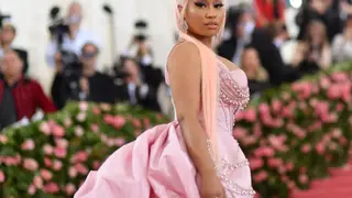 US rapper Nicki Minaj arrives for the 2019 Met Gala at the Metropolitan Museum of Art on May 6, 2019, in New York. - The Gala raises money for the Metropolitan Museum of Arts Costume Institute. The Gala's 2019 theme is Camp: Notes on Fashion" inspired by Susan Sontag's 1964 essay "Notes on Camp". (Photo by ANGELA  WEISS / AFP)        (Photo credit should read ANGELA  WEISS/AFP via Getty Images)