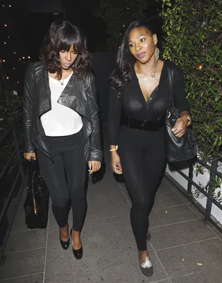 Black is Beautiful - Besties Kelly Rowland and Serena Williams head to dinner at  STK restaurant L.A.  (Photo: WENN.com)