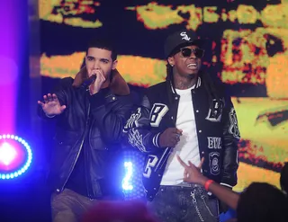 "Money To Blow" - There's no doubt that Drake has been instrumental in the hits that have come out of the Young Money and Cash Money camps. Drake was on a 24-hour champagne diet with Lil Wayne when Birdman's "Money to Blow" literally blew up. Rhyming alongside him and Lil Wayne, Drake took the single to the clubs and beyond.  (Photo: Brad Barket/PictureGroup)