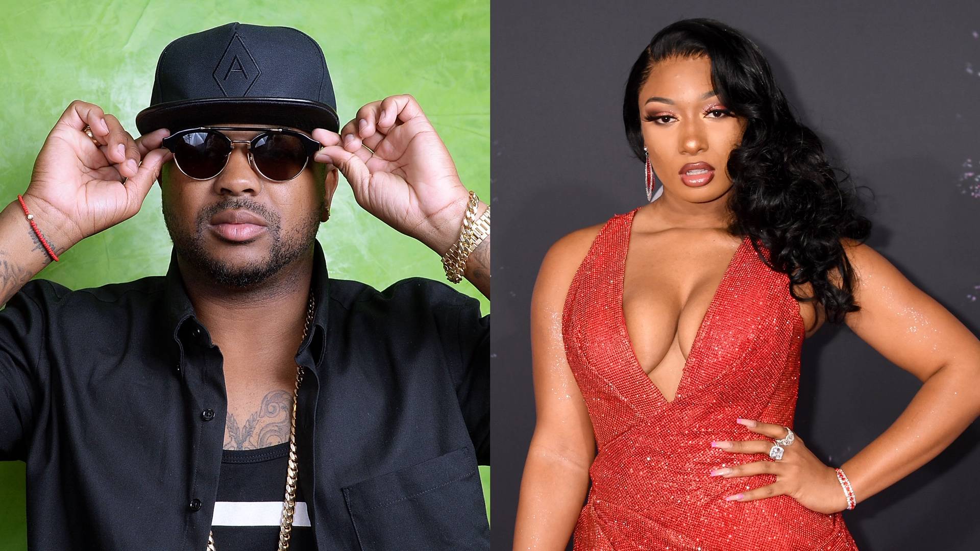 Megan Thee Stallion and The-Dream on BET Buzz 2020.