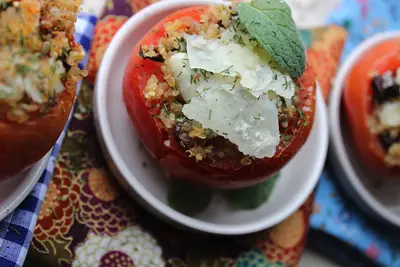 Celebrate National Vegetarian Month - October is also National Vegetarian Month! You don't have to be a vegetarian to try something new. Celebrate by cooking up a delish veggie-friendly brunch for friends. Try these quinoa-stuffed roasted tomatoes and check out other recipes&nbsp;by Wendy Lopez and Jessica Jones of the Web series Food Heaven Made Easy. (Photo: Food Heaven Made Easy)
