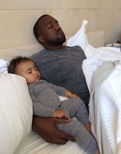 Kim Kardashian @kimkardashian - On Father's Day, after a long afternoon of celebrating North's birthday, Kanye West and his baby girl passed out during the NBA Finals game. Lucky for all of our soft sides, Kim Kardashian caught the moment on camera.   (Photo: Kim Kardashian via Instagram)