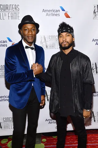 Make Beautiful Noise - Aloe Blacc and Miguel attend the Songwriters Hall of Fame 45th Annual Induction Awards at the Marriott Marquis Theater in New York City. (Photo: Larry Busacca/Getty Images for Songwriters Hall Of Fame)