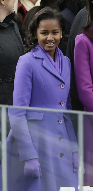 Four More Years - Sasha is lovely in lavender at her father's second inauguration ceremony.  &nbsp;(Photo: AP Photo/Pablo Martinez Monsivais)