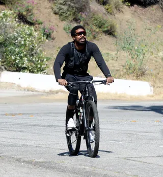 Michael B. Jordan - Michael B. Jordan&nbsp;was spotted enjoying a post-quarantine workout earlier this week in Los Angeles. Meeting his fitness goals by riding a bike, the 33-year-old&nbsp;Black Panther&nbsp;actor was almost incognito as he rocked a black athletic top, black pants, and a noticeably new hairdo.Are we the only ones drooling over his full beard and mini ‘fro? We didn’t think so.(Photo: TheImageDirect.com) (Photo: TheImageDirect.com)