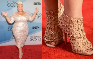 Heel Power - Cut out heels? Stop! Tamela Mann done broke every chain with these fine flesh-toned beauties.&nbsp;(Photos: Jason Kempin/Getty Images for BET)
