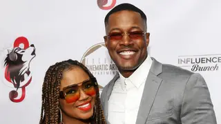 Flex Alexander and Shanice Wilson attend the Tricky and Terk Visions presents The Annual Oscars Weekend "Influencers Brunch" held at SLS Hotel at Beverly Hills on February 08, 2020 in Los Angeles, California. 