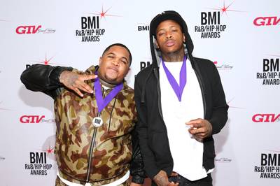 DJ Mustard&nbsp;–&nbsp;'Bompton' (2013) - YG raised his hood flag and repped for his set on his hood anthem &quot;Bompton.&quot; The Blood MC flipped, &quot;N***a I'm from Bompton...And yo' homies don't like me cause they know where I'm from/&nbsp;N***a I'm from Bompton/&nbsp;I be really in the hood though/&nbsp;Mama never understood though.&quot;&nbsp;(Photo: Neilson Barnard/Getty Images for BMI)