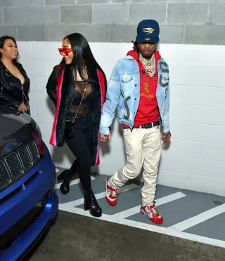 Quavo and Saweetie - We love this swagged out couple! Quavo and Saweetie were spotted on double date with Cardi B and Offset in Atlanta. (Photo: Prince Williams/Wireimage)&nbsp;