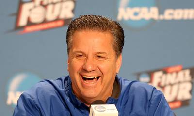 John Calipari Wins AP Coach of the Year - John Calipari won the Associated Press Coach of the Year award Friday after leading Kentucky to an undefeated regular season of 34-0. At 38-0 now, the Wildcats are just two wins away from cementing their undefeated season and winning another national title.&nbsp;(Photo: Streeter Lecka/Getty Images)