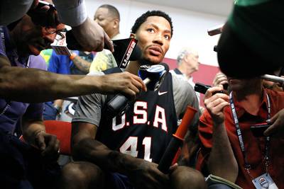Boeheim Calls Derrick Rose &quot;Most Impressive&quot; on Team USA - Even on a squad that counts superstars like Kevin Durant, James Harden&nbsp;and Stephen Curry, Team USA assistant coach Jim Boeheim didn't hesitate in telling ESPN that Derrick Rose is the &quot;most impressive guy here&quot; Tuesday in training camp.&nbsp;(Photo: Erik Verduzco/Las Vegas Review-Journal/AP Photo)
