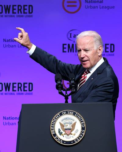 Don't Believe the Hype? - Vice President Biden also addressed the NUL conference, where he continued to blast the Republican Party for efforts to disenfranchise voters while pretending they want to prevent alleged fraud at the polls. &quot;Name it for what it is — an attempt to repress minority voting,&quot; Biden said, adding that protecting voting &quot;used to be a bipartisan thing.&quot;&nbsp;   (Photo: AP Photo/The Cincinnati Enquirer, Cara Owsley)&nbsp;