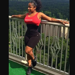 Toya Wright @toyawright - The reality star throws on a waist trainer while she works out to achieve that coveted hourglass shape.(Photo: Toya Wright via Instagram)