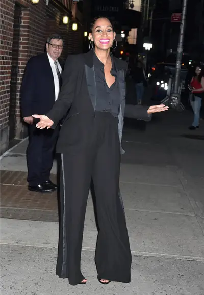 Slay the Streets - Tracee Ellis Ross poses in a tuxedo from her new fashion line for JC Penny at The Late Show with Stephen Colbert.&nbsp;&nbsp;(Photo: Darla Khazei, PacificCoastNews)