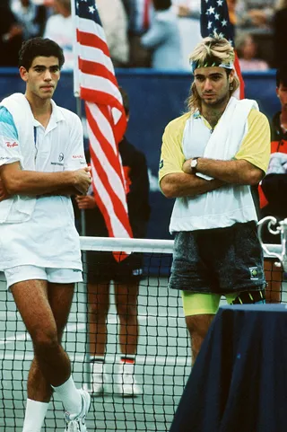 A Fierce Rivalry - The&nbsp;Pete Sampras-Andre Agassi rivalry began in 1990 when a 19-year-old Sampras defeated&nbsp;Agassi in the men’s singles final.&nbsp; Sampras was the youngest US Open men’s singles champion and lowest ranked to win the US Open.&nbsp;(Photo: Bongarts/Getty Images)