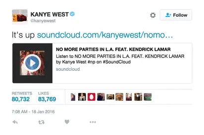 January 2016: The Second - Image 25 from The History of Kanye's 'T.L.O.P.'  Documented on Twitter
