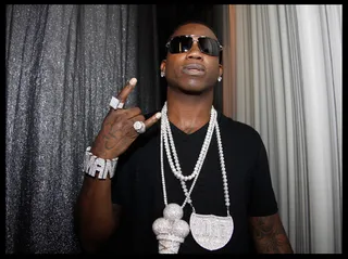 Poster Boy - Gucci Mane gets one final pose in before hitting the &quot;106 & Park&quot; stage.  (Photo Credit: Ernest Estime)
