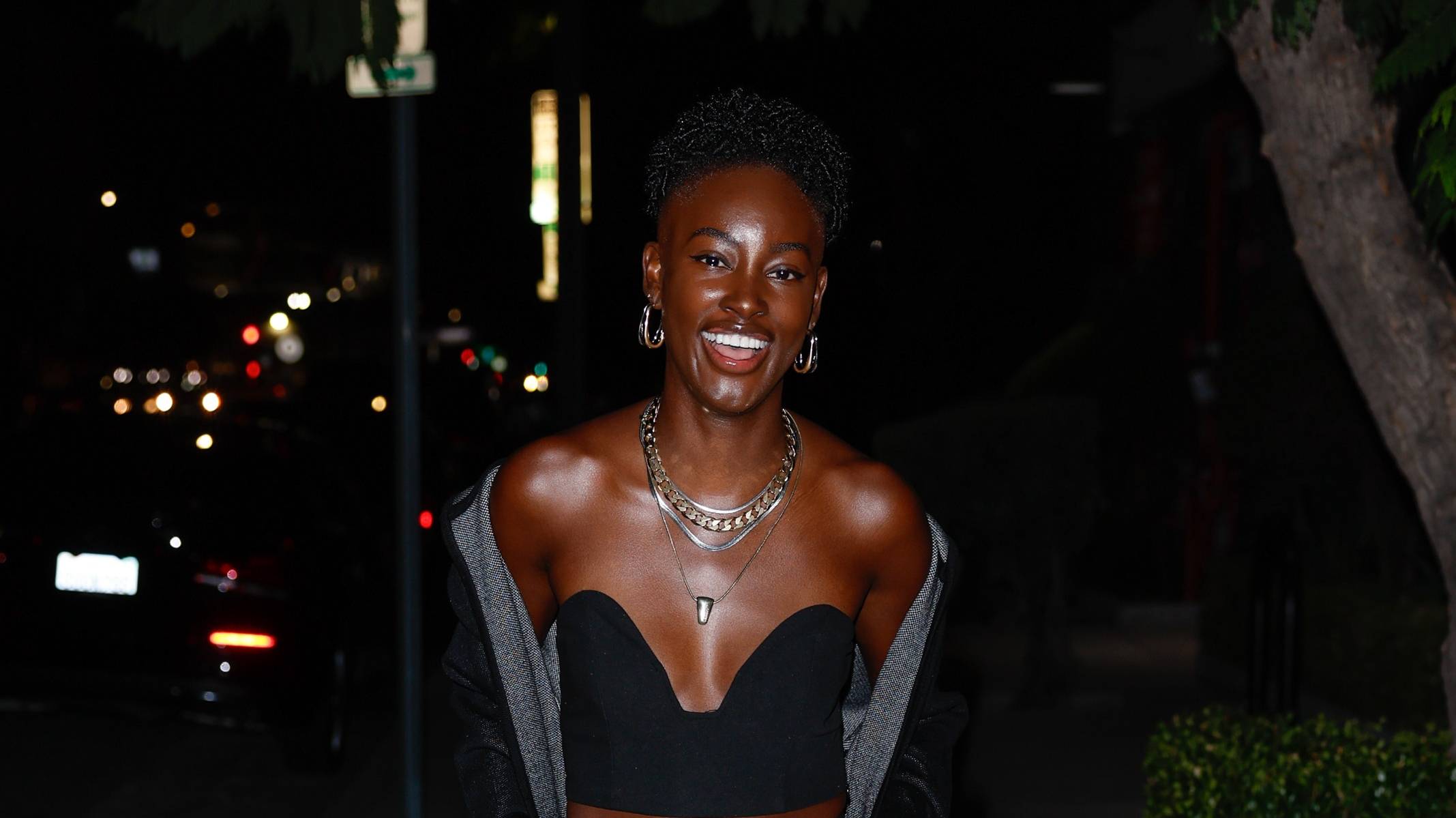 Alencia J Lewis is seen arriving to Abby Kheir's 811 originals launch party at Sierra in Hollywood on August 24, 2023 in Los Angeles, California. 