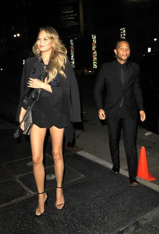Black Magic - Musician John Legend and his wife Chrissy Teigen rock coordinating black ensembles to the Dick Gregory &amp; Friends Tribute and Toast at the Ricardo Montalban Theatre in Hollywood.(Photo: Splash News)