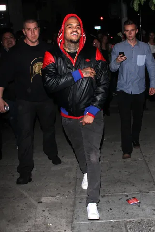 Party Boys - Chris Brown celebrates his friend&nbsp;Sean Kingston's birthday in Hollywood at the Argyle hotel.(Photo: Greg Tidwell,PacificCoastNews)