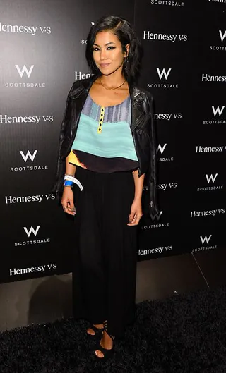 Cocktails and Music - Jhené Aiko attends the Hennessy V.S Lounge in Phoenix.(Photo: Noel Vasquez via PMG Media Group)