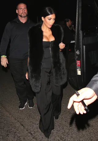 For the Love of Sam - Kim Kardashian&nbsp;was seen leaving The Forum in Los Angeles after attending a Sam Smith concert with her sister Khloe and model Cara Delevigne. (Photo: Devone Byrd, PacificCoastNews)