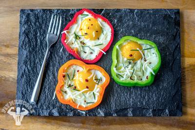 Eggs in a Bell Pepper&nbsp; - Consider these bell pepper eggs a remix of the classic eggs in a basket.&nbsp;   (Photo: Kevin Curry)